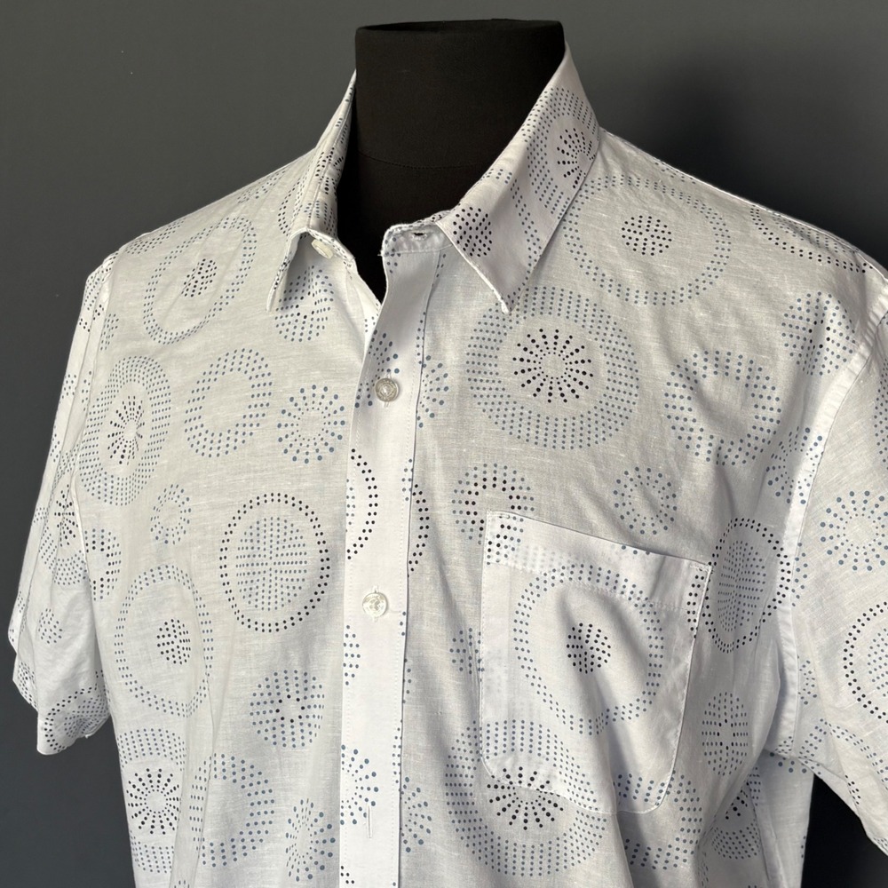 Mens TravisMathew Button Down Shirt | Sz XL | White Short Sleeve Golf